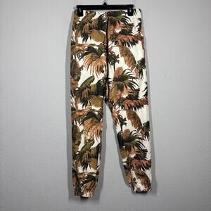 40s & Shorties Mens Medium Reversible Tropical Jogger Pants Orange Drawstring